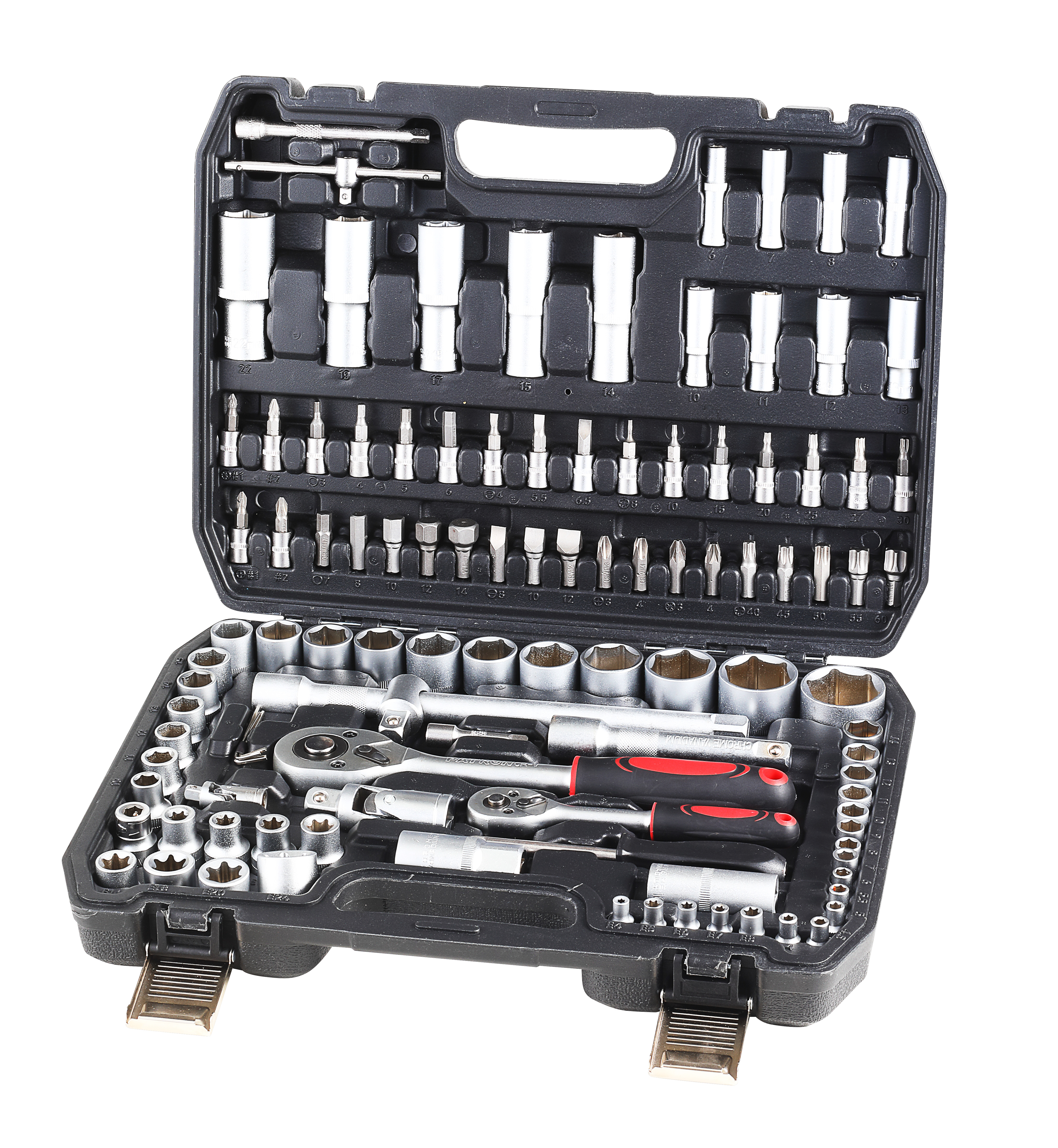 Detailed specifications and layout of the 108 pcs tool set