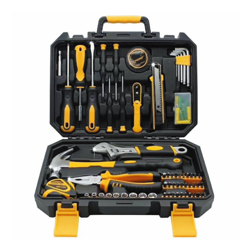 120pcs Yellow and Black Home Multi-Function Hardware Tool Set in Custom Molded Case