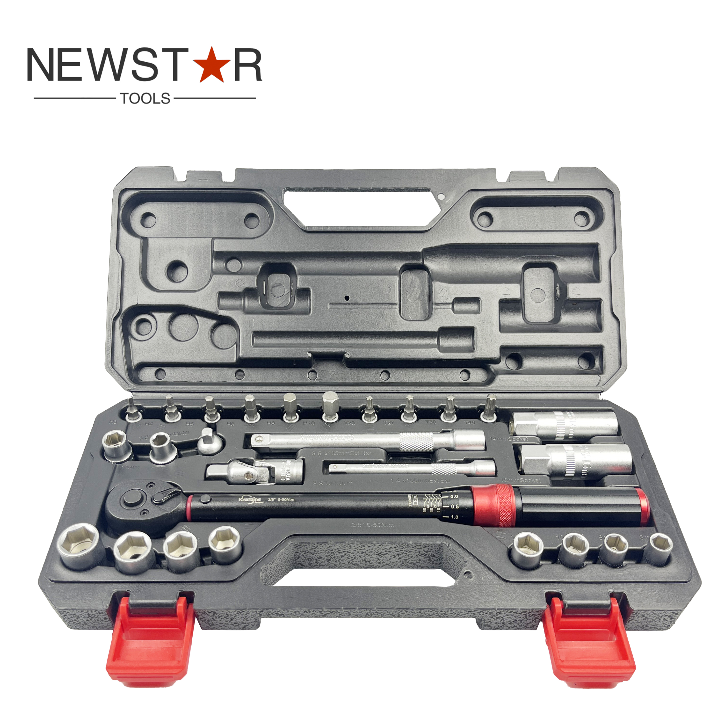 សំណុំឧបករណ៍ដៃ Torque Wrench របស់មេកានិក ជាមួយនឹងប្រព័ន្ធ 72 ធ្មេញ និងសំណង់សម្ភារៈ CRV